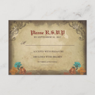 Gothic Skulls Day of the Dead Wedding RSVP cards Karte