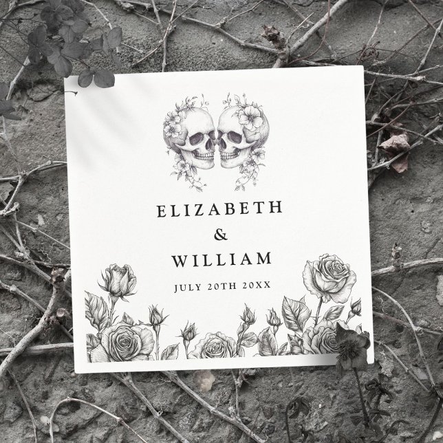 Gothic Skulls floral Elegant Goth Wedding Serviette (Von Creator hochgeladen)