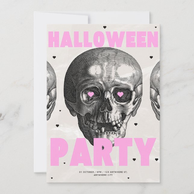 Gothic Skulls Halloween-Party Einladung (Vorderseite)