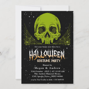 Gothic Skulls in Hats Halloween Party Einladung