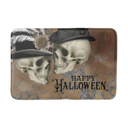 Gothic Skulls in Hats Vintag Halloween Badematte