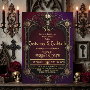 Gothic Skulls Kostüme & Cocktails Crimson Rosen Einladung