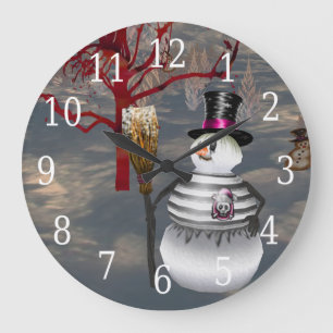 Gothic Snowman Clock Große Wanduhr