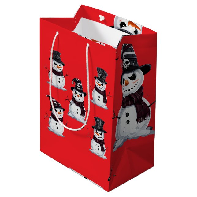 Gothic Snowman Mittlere Geschenktüte (Rückseite Schrägansicht)