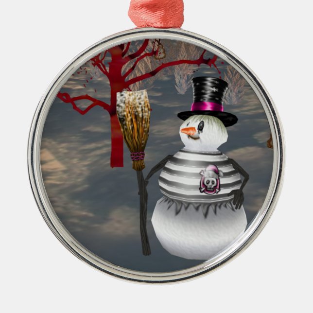 Gothic Snowman Round Ornament (Vorne)