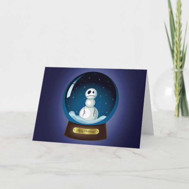 Gothic Snowman Snow Globe Feiertagskarte (Vorderseite)