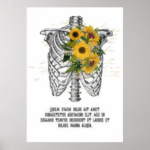 Gothic Sonnenblumen Skelett Poster