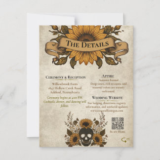 Gothic-Sonnenblumen-Totenkopf-Herbst-Vintage-Hallo Ankündigung