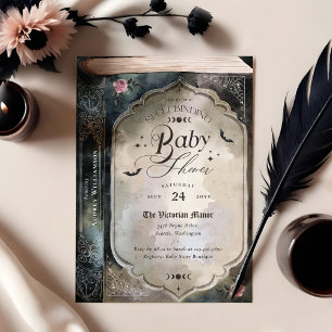 Gothic Spellband Vintag Goth Book Baby Shower Einladung