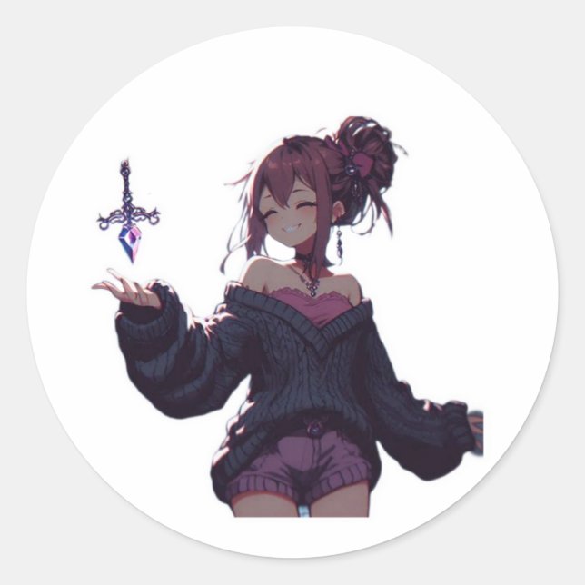 Gothic Spellcaster Anime Mädchen Aufkleber (Vorderseite)