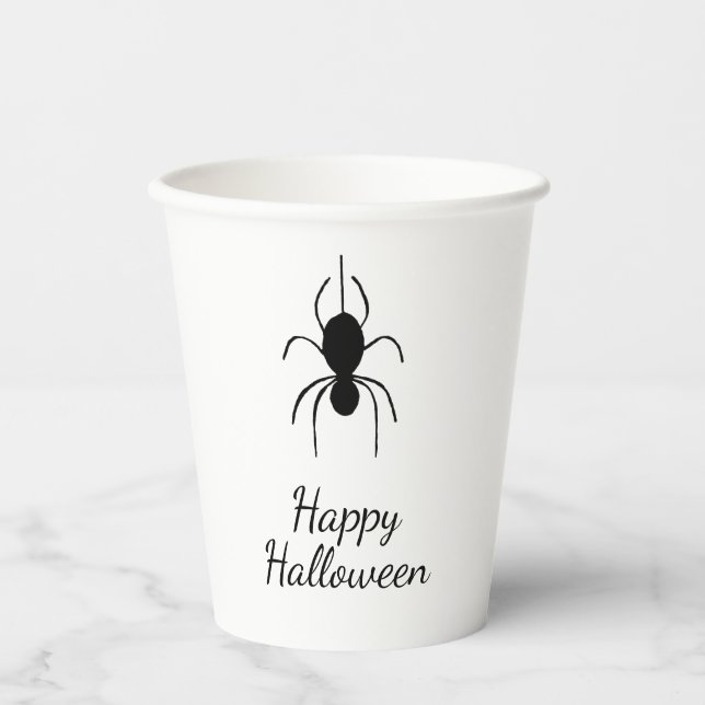 Gothic Spider Halloween-Party Einfach Schwarz-weiß Pappbecher (Vorderseite)