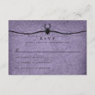 Gothic Spider Halloween Wedding RSVP Karte