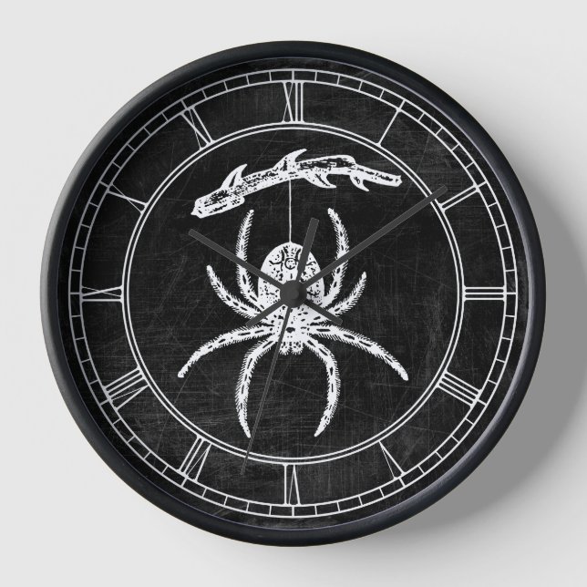 Gothic Spider on Branch Round Clock Uhr (Vorderseite)