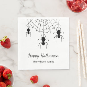 Gothic Spiders Schwarz-weißes Halloween-Party Serviette