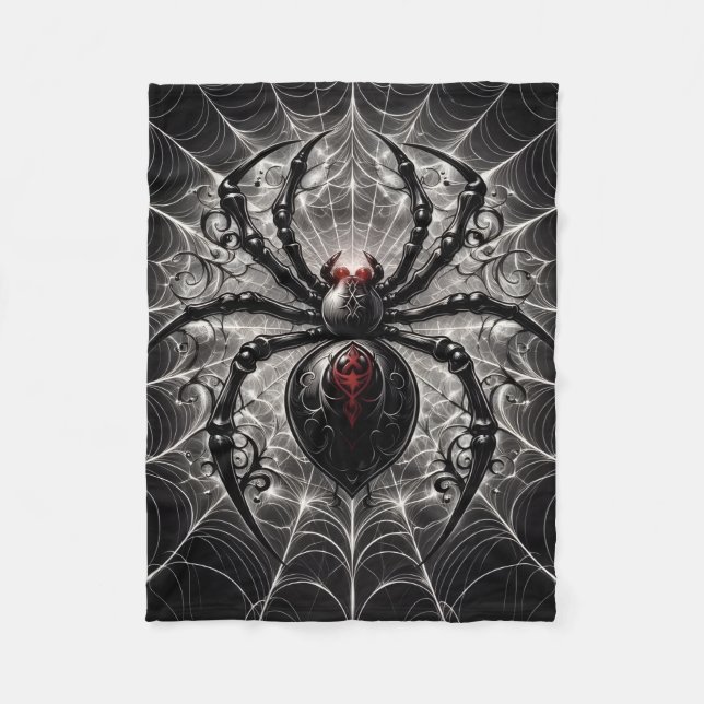 Gothic Spinne auf Netz Dark Fantasy Fleece Decke (Vorderseite)