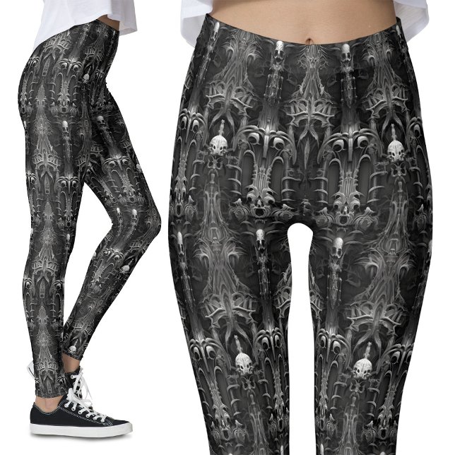 Gothic Spooky Architecture Dark Alien Spider Web Leggings (Von Creator hochgeladen)