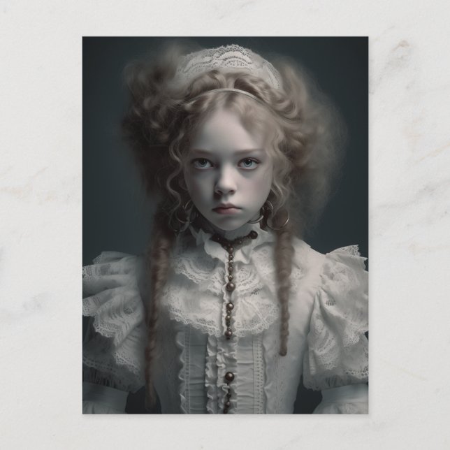 Gothic Spooky Blond Child Postkarte (Vorderseite)