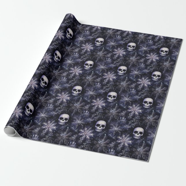 Gothic Spooky Christmas Skulls Geschenkpapier (Ungerollt)
