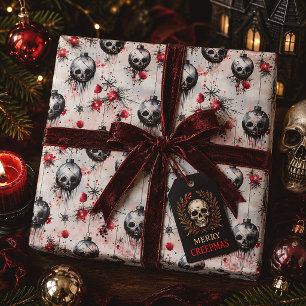 Gothic Spooky Christmas Skulls Geschenkpapier