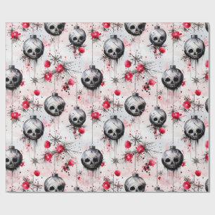 Gothic Spooky Christmas Skulls Geschenkpapier