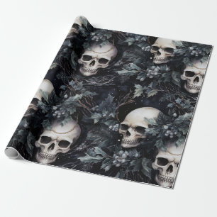 Gothic Spooky Christmas Skulls Geschenkpapier