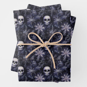 Gothic Spooky Christmas Skulls Geschenkpapier Set