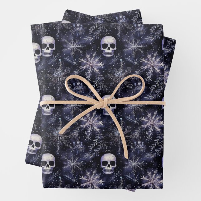 Gothic Spooky Christmas Skulls Geschenkpapier Set (Beispiel)