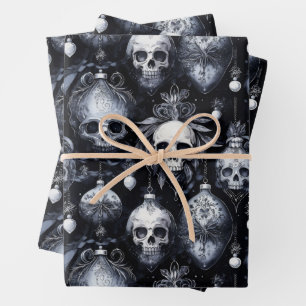 Gothic Spooky Christmas Skulls Geschenkpapier Set