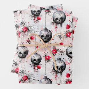 Gothic Spooky Christmas Skulls Geschenkpapier Set