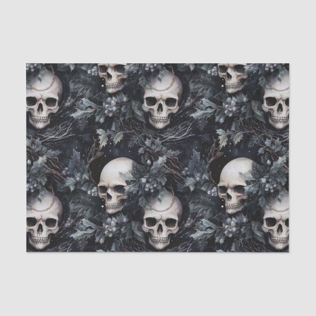 Gothic Spooky Christmas Skulls Seidenpapier (Vorderseite)