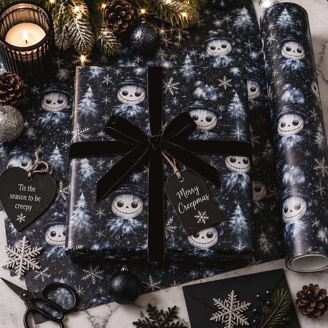 Gothic Spooky Christmas Snowman Geschenkpapier (Von Creator hochgeladen)