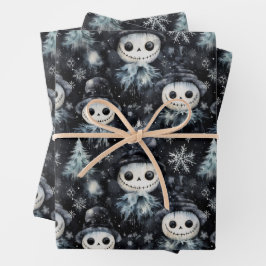 Gothic Spooky Christmas Snowman Geschenkpapier Set