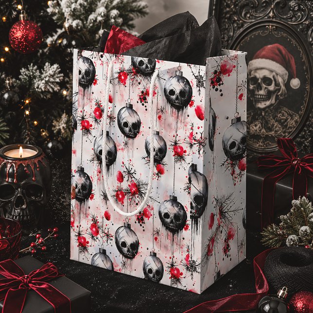 Gothic Spooky ChristmasSkulls Mittlere Geschenktüte (Von Creator hochgeladen)