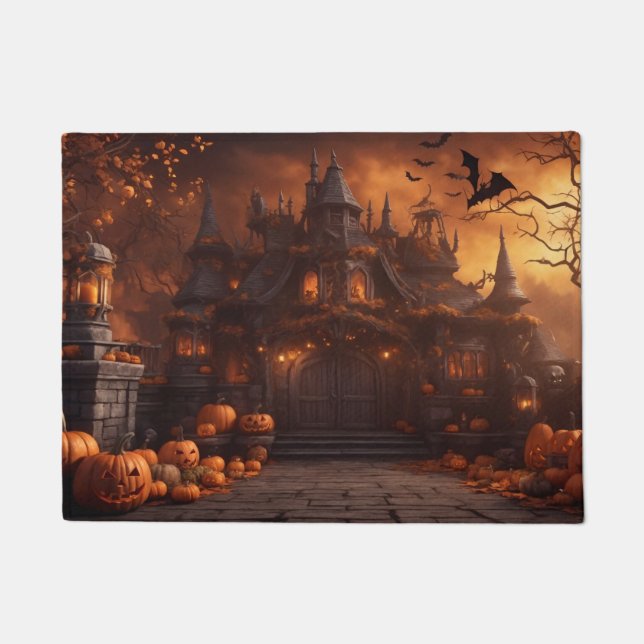 Gothic Spooky Halloween House Beängstigendes Herre Fußmatte (Vorderseite)