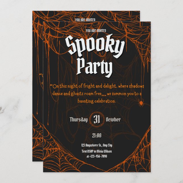 Gothic Spooky Halloween-Party Einladung (Vorne/Hinten)