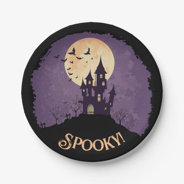 Gothic Spooky Spuk House Halloween Pappteller (Vorderseite)