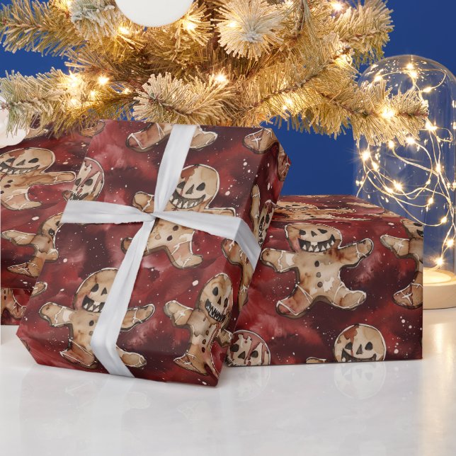 Gothic Spooky Weihnachtsgingerbrot Geschenkpapier (Feiertage)