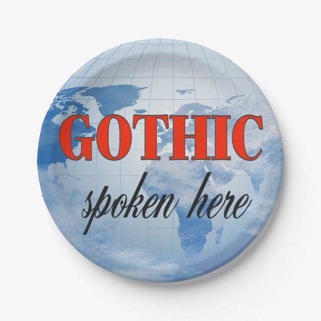 Gothic spricht hier trübe Erde Pappteller (Vorderseite)
