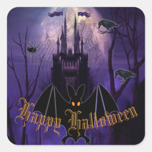 Gothic Spuk Castle Happy Halloween Quadratischer Aufkleber