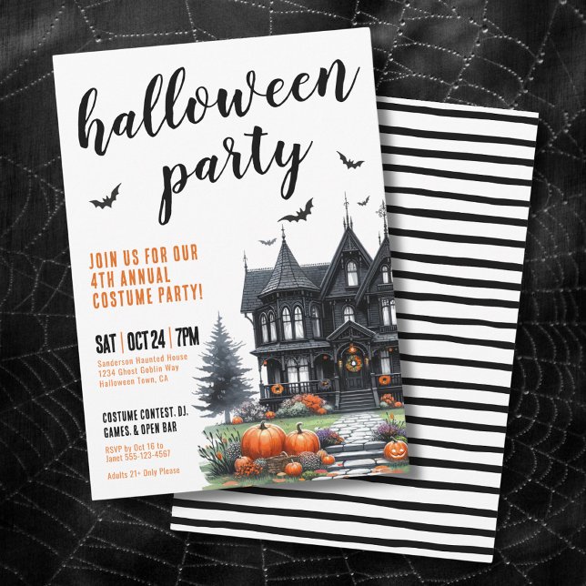 Gothic Spuk House Halloween-Party Einladung (Gothic Haunted House Halloween Party Invitation)