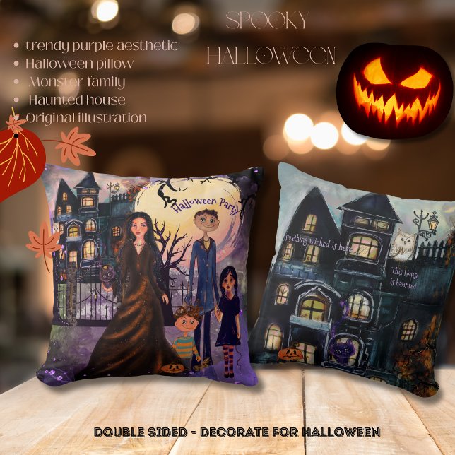 Gothic Spuk House Monster Family Pillow Kissen (Gothic Haunted House Monster Family Pillow
)