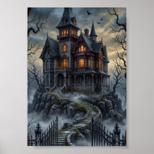 Gothic Spukvilla viktorianische dunkle Akademie Poster