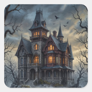 Gothic Spukvilla viktorianische dunkle Akademie Quadratischer Aufkleber