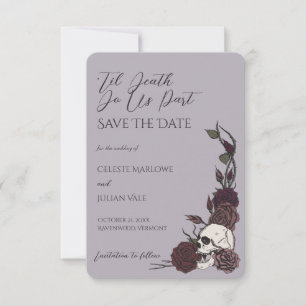 Gothic Staubiges Pflaume Bis zum Tod Terminankündi Save The Date
