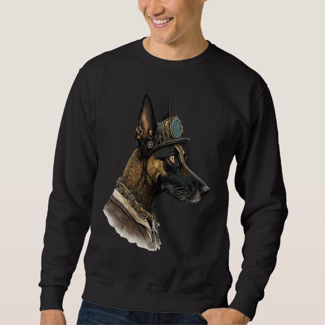 Gothic Steampunk Belgian Malinois Sweatshirt (Vorderseite)