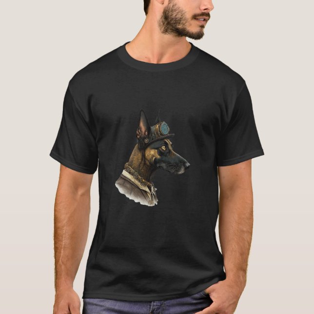 Gothic Steampunk Belgian Malinois T-Shirt (Vorderseite)