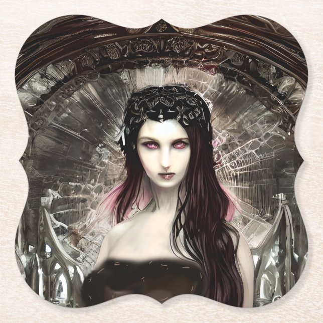 Gothic Steampunk Fallen Angel AI Art Untersetzer (Vorderseite)