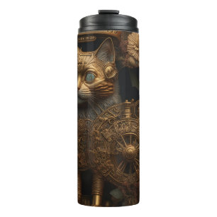 Gothic Steampunk Gold Katze Thermosbecher