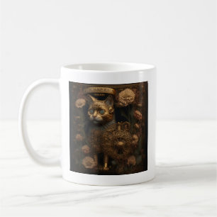 Gothic Steampunk Goldkatze Kaffeetasse