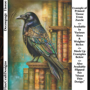 Gothic/Steampunk Rabe mit antiken Büchern ET5L Seidenpapier